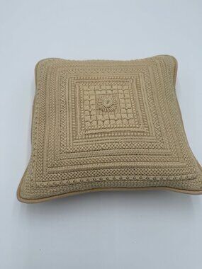 Vintage Crochet Throw Pillow 12"x12" Square Off White Cottagecore Grandmacore